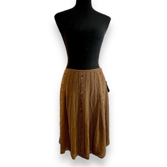 JOSEPHINE CHAUS Brown Silk Beaded Skirt SZ 10 NWT - Picture 2 of 10